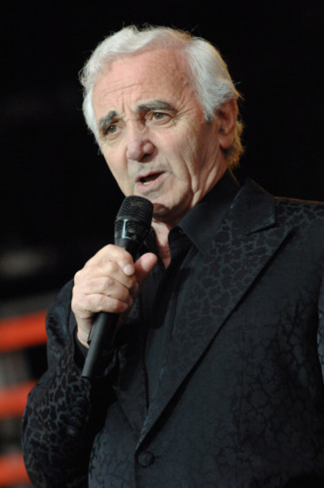 Charles Aznavour performs live on stage