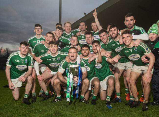 Gweedore team celebrate with the Seamus MacFerran Cup