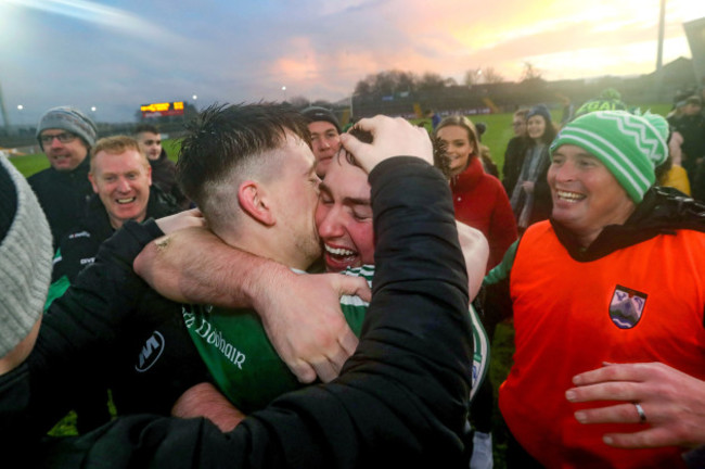 Niall Friel and Garry McFadden celebrate after the game