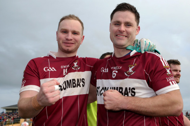 Michael Cunningham and Shane Mulligan celebrate winning