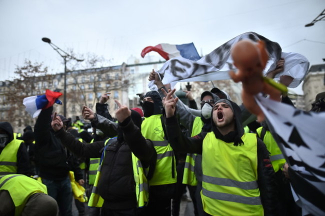 Yellow Vests demonstration on Champs Elysees - Paris