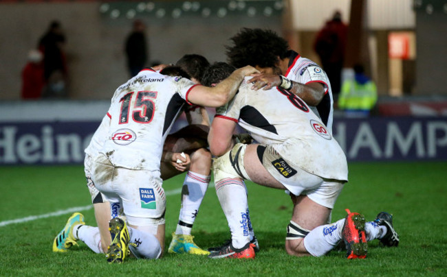 Jacob Stockdale, Louis Ludik, Marcell Coetzee and Henry Speight after the game