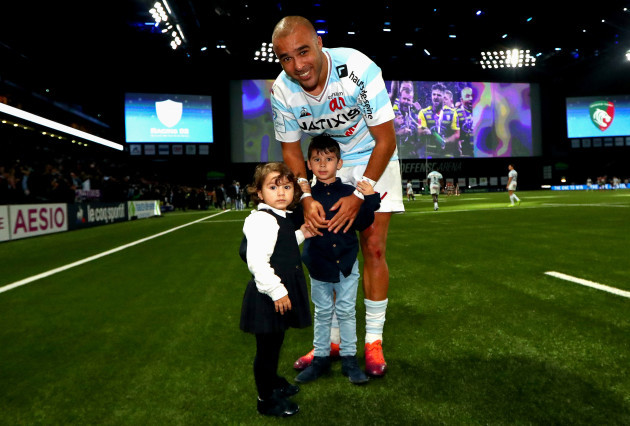 Simon Zebo with his kids Jacob and Sofia after the game
