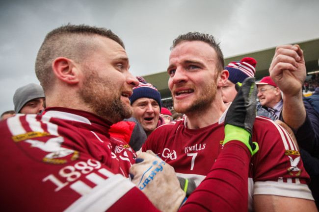 Conor and Donal McElligott celebrate after the game