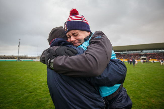 Mickey Graham celebrates at the final whistle.