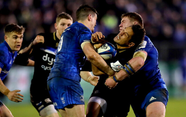 Jackson Willison with Johnny Sexton and Tadhg Furlong