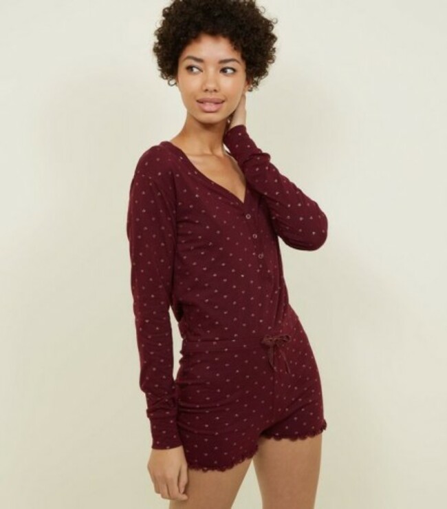 burgundy-glitter-heart-print-pyjama-playsuit