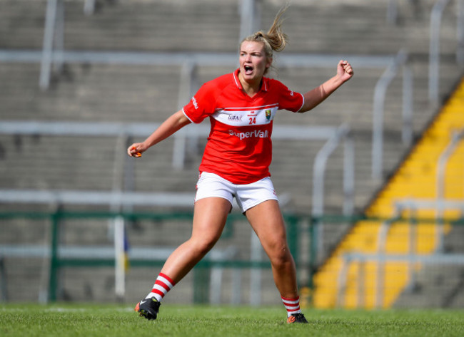 Saoirse Noonan celebrates scoring a goal