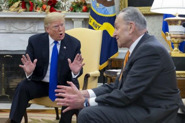 US President Donald J. Trump meets with US House Speaker-designate Nancy Pelosi and US Senate Minority Leader Chuck Schumer