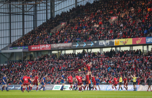 A view of a sold out Thomond Park during the game