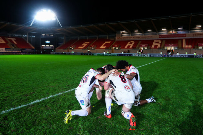 Jacob Stockdale, Louis Ludik, Marcell Coetzee and Henry Speight after the game