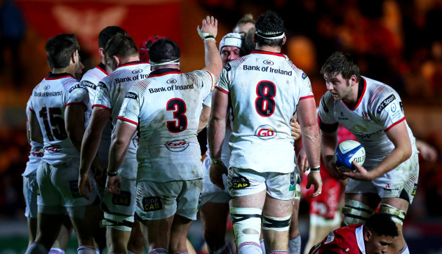 Rory Best is congratulated by teammates after turning over a ball