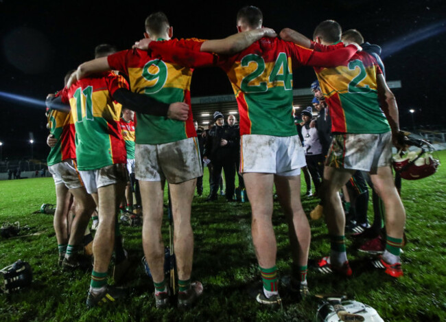 Colm Bonnar speaks to his team after the opening game of the Walsh Cup.