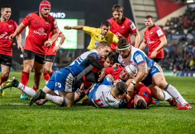 Rory Best gets over the line but is held up