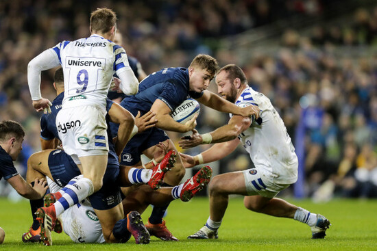 Jordan Larmour tackled by Tom Dunn