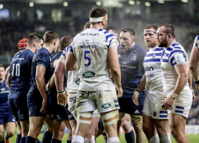 Jack Conan celebrates winning a penalty from a scrum