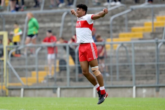 Callum Brown celebrates at the final whistle