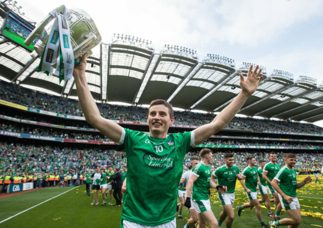 Gearoid Hegarty celebrates after the game with the Liam MacCarthy