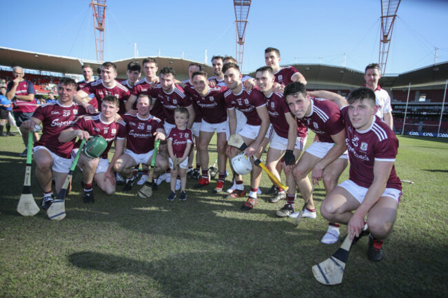 The Galway team celebrate winning