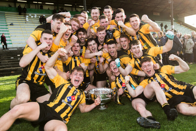 Dunboyne celebrate after the game with the trophy