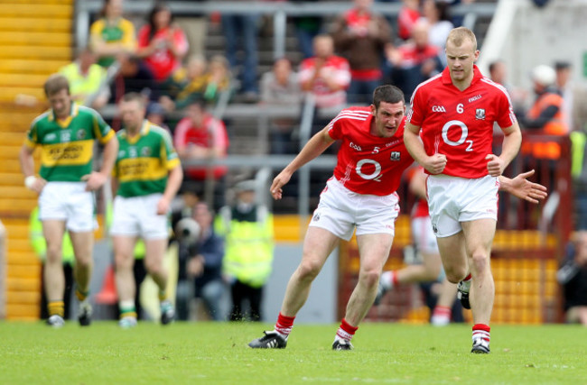 Noel O'Leary celebrates with Michael Shields