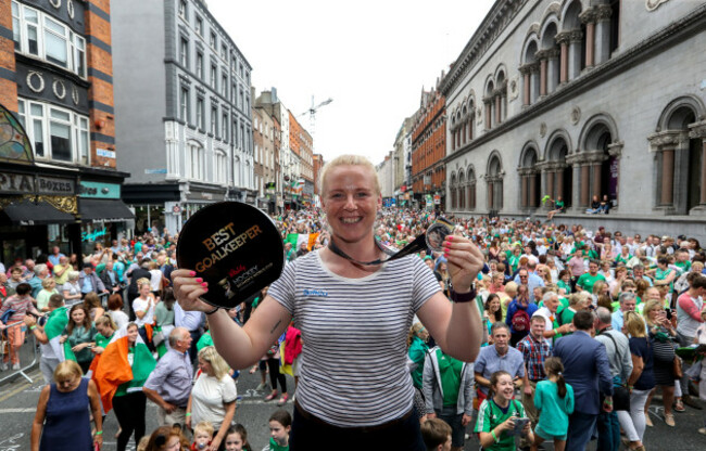 Ayeisha McFerran with her award for best goalkeeper at the World Cup 6/8/2018