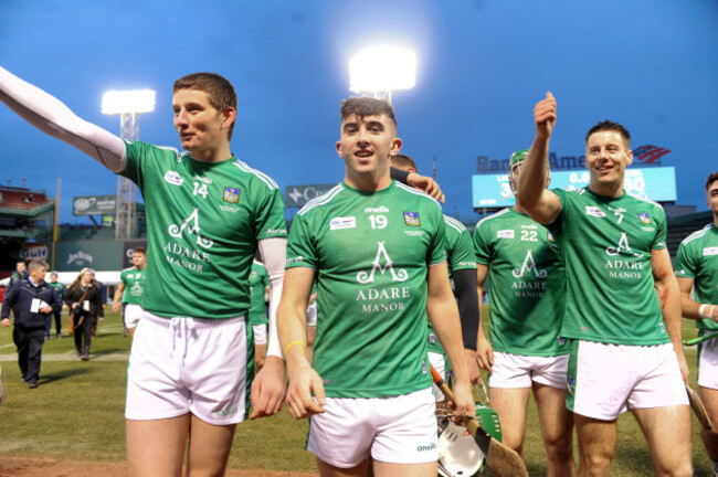 Gearoid Hegarty, Aaron Gillane and Dan Morrisey celebrate winning