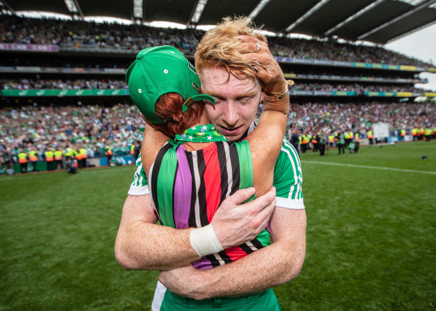 Cian Lynch celebrates with his mother Valerie celebrate after the game