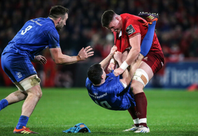 Fineen Wycherley scuffles with Johnny Sexton