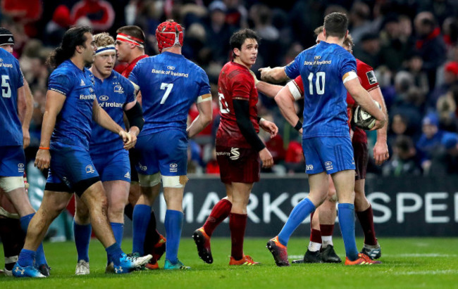 Joey Carbery clashes with Johnny Sexton