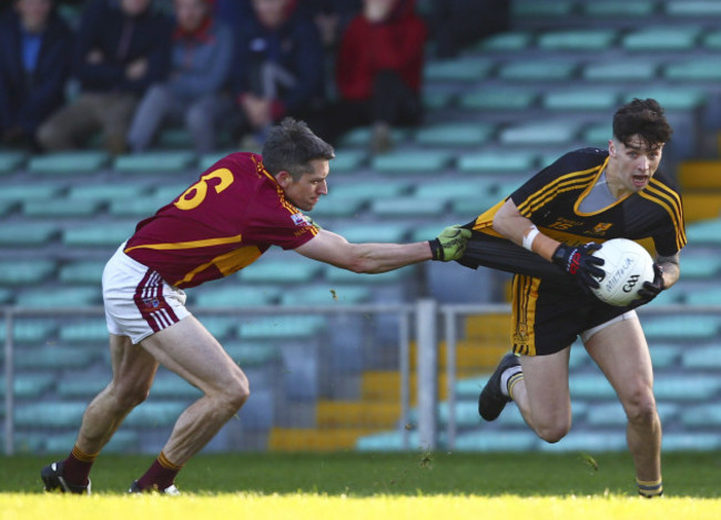 Tony Brosnan tackled by Gordon Kelly