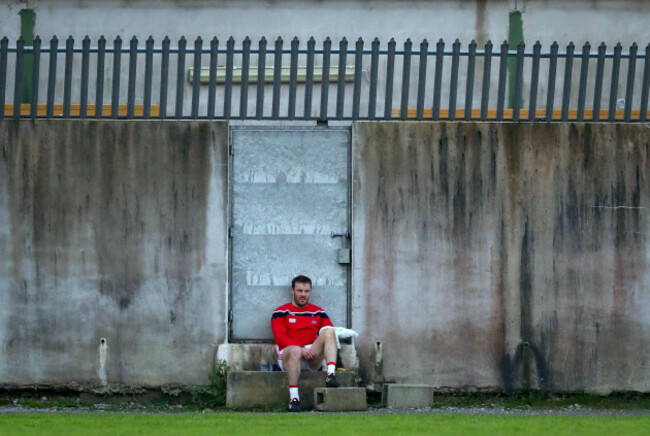 James Loughrey after going off injured