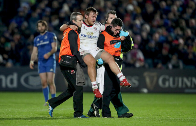 Kyle McCall leave the pitch injured