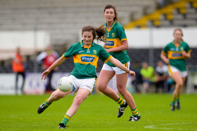 Kerry's Hannah O'Donoghue kicks a point