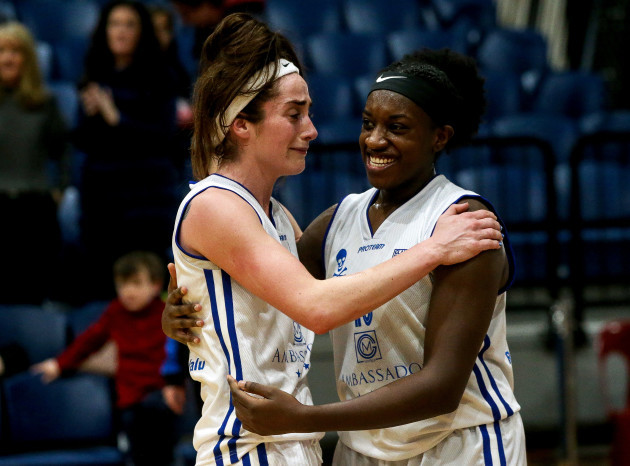 Grainne Dwyer celebrates with Chantell Alford after the game