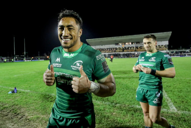 Bundee Aki celebrates after the game