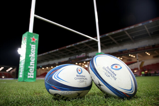 A view of match balls on the pitch before the game