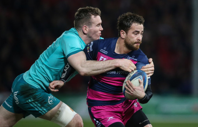 Danny Cipriani tackled by Chris Farrell