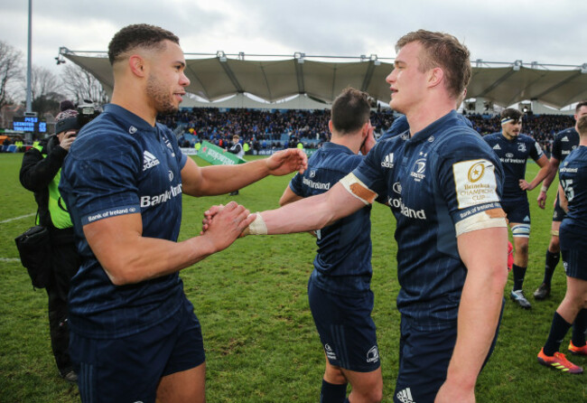 Adam Byrne celebrates with Josh van der Flier after the game