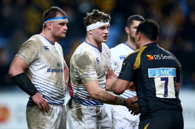 Josh Van Der Flier shakes hands with George Smith