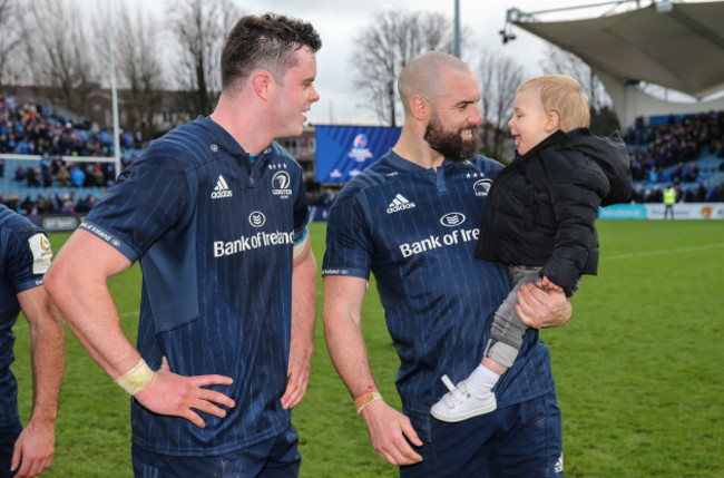 James Ryan with Scott Fardy and his son August after the game