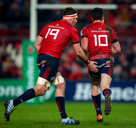 Billy Holland with Joey Carbery after he scores a penalty