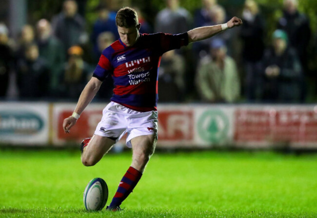 David Joyce kicks a penalty