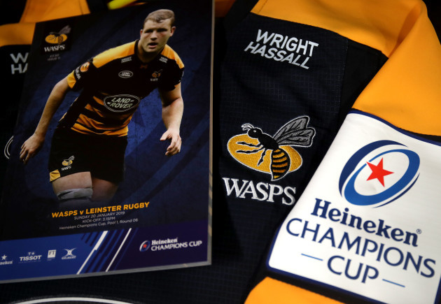 A view of the Wasps jersey and match programme ahead of the game