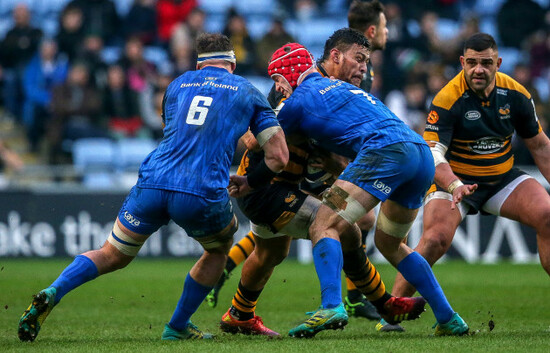 Rhys Ruddock and Josh van der Flier with Nathan Hughes