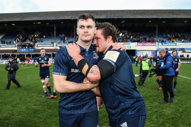 Conor O'Brien and Andrew Porter celebrate after the game
