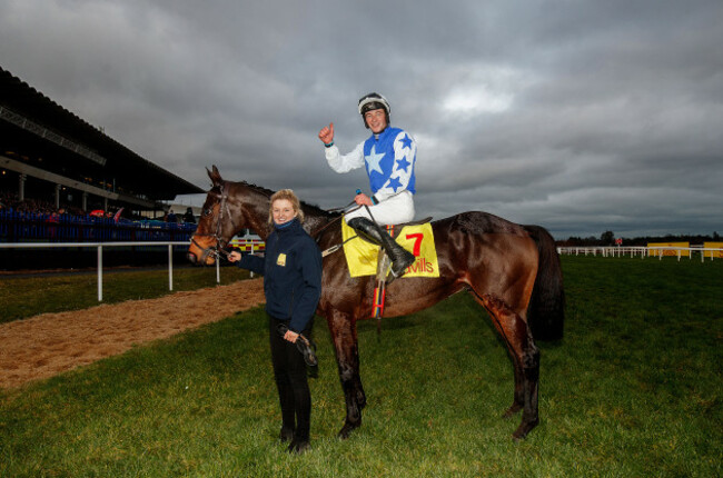 David Mullins on Kemboy celebrates after winning the race