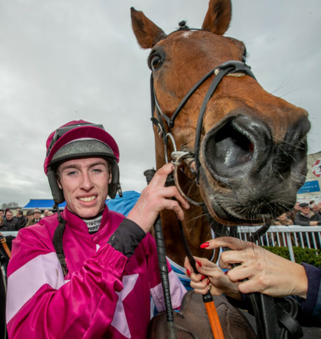 Jack Kennedy after winning The Lawlor's of Naas Novice Hurdle on Battleoverdoyen