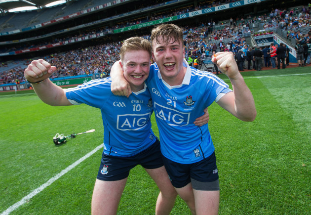 Conor Burke and David Hawkshaw celebrate after the game