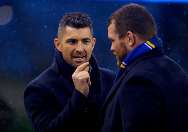 Rob Kearney and Jack McGrath during the pitch inspection